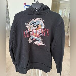 All Saints Charcoal Hoodie with Graphic Detail